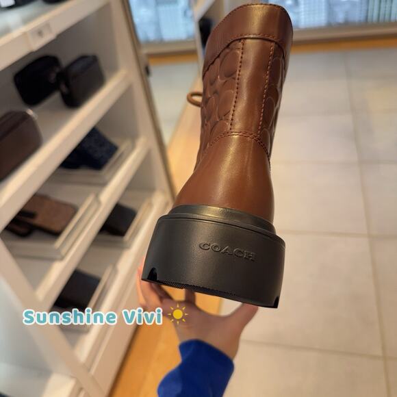 NWT Coach Men's Combat Boot In Signature Leather Vintage Brown CCW08 us 9 - Picture 4 of 10